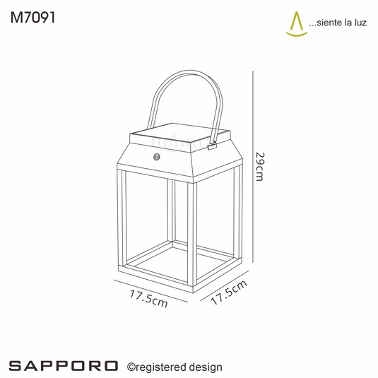 Mantra M7091 Sapporo Small Solar Portable Lantern, 3W LED, 3000K, 238lm, IP54, White, 3yrs Warranty
