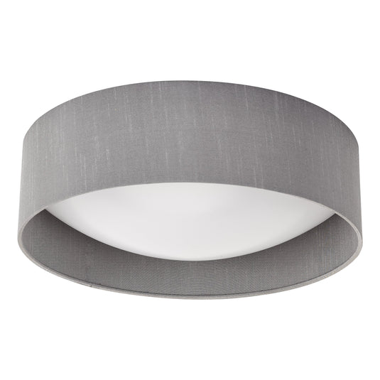 Dar Lighting NYS5039 Nysa 2 Light Flush Grey Faux Silk 40cm - 35281