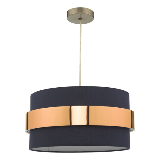 Dar Lighting OKI6523 Oki Easy Fit Navy Blue Shade with Copper Band - 27050