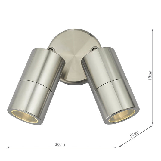 Dar Lighting ORT0968 Ortega Outdoor Double Wall Spotlight IP65 Aluminium - 26941