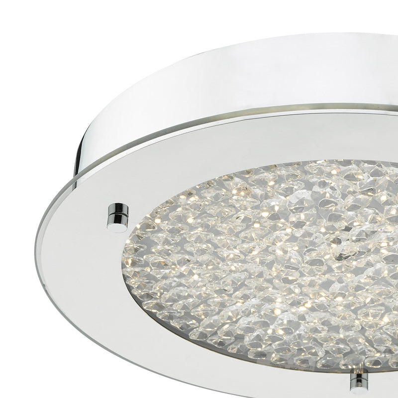 Load image into Gallery viewer, Dar Lighting PET5250 Peta Crystal Beads LED Flush Bathroom Ceiling Light IP44 Polished Chrome Small - 21536
