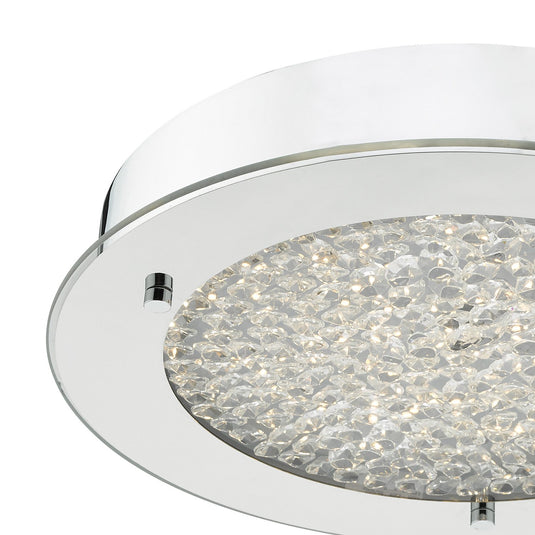 Dar Lighting PET5250 Peta Crystal Beads LED Flush Bathroom Ceiling Light IP44 Polished Chrome Small - 21536