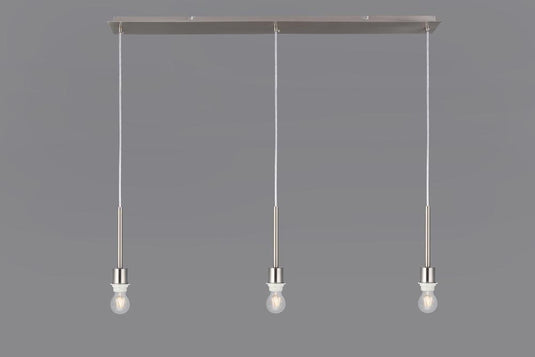 Deco D0344 Baymont Satin Nickel 3 Light E27 3m Linear Pendant, Suitable For A Vast Selection Of Shades
