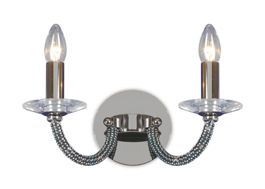 Diyas IL30472 Elena Wall Lamp Switched 2 Light Black Chrome/Crystal - 38074