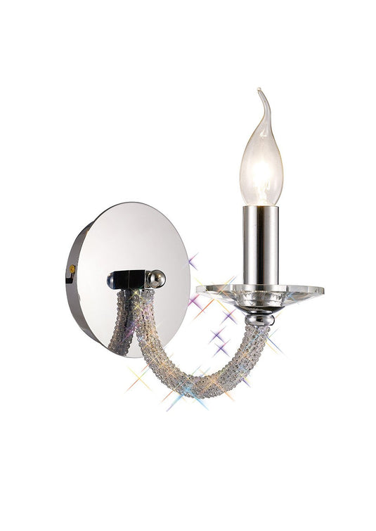 Diyas IL30511 Elena Wall Lamp Switched 1 Light Polished Chrome/Crystal - 38081