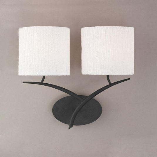 Mantra M1155/S Eve Wall Lamp Switched 2 Light E27, Antracite With White Oval Shades
