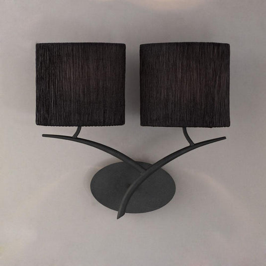 Mantra M1155/S/BS Eve Wall Lamp Switched 2 Light E27, Antracite With Black Oval Shades