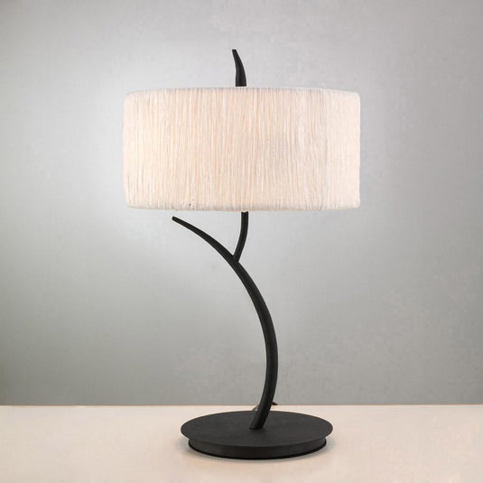 Mantra M1157 Eve Table Lamp 2 Light E27 Large, Antracite With White Round Shade