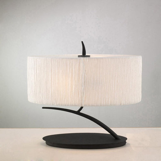 Mantra M1158 Eve Table Lamp 2 Light E27 Small, Antracite With White Oval Shade