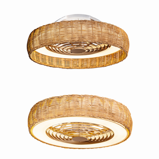 Mantra M7811 Kilimanjaro 70W LED Dimmable Ceiling Light With 35W DC Reversible Fan c/w Remote Control, 3000lm, Beige Rattan - 43124