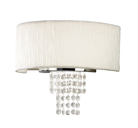 Diyas IL30271/WH Nerissa Wall Lamp With White Shade 2 Light Polished Chrome/Crystal - 38027