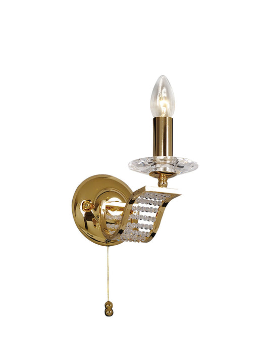 Diyas IL30441 Niobe Wall Lamp 1 Light French Gold/Crystal - 38066