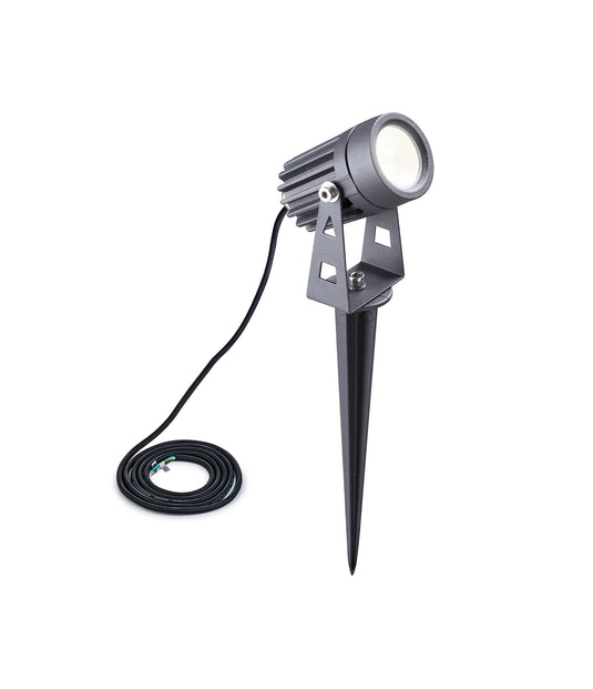 C-Lighting Olantigh Spike/Wall Light, 1 x 3W LED, 3000K, 210lm, 30 Degree, IP65, Grey/Black, c/w 2m Cable, 3yrs Warranty - 29393