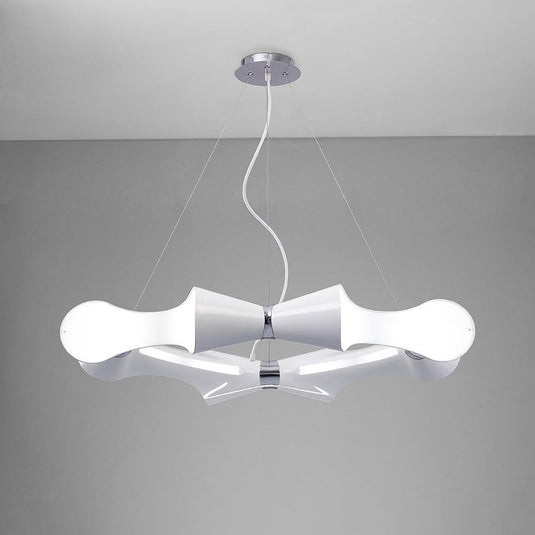 Mantra M1541 Ora Pendant 8 Flat Round Light E27, Gloss White/White Acrylic/Polished Chrome