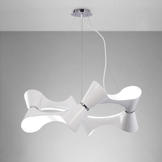 Mantra M1542 Ora Pendant 8 Twisted Round Light E27, Gloss White/White Acrylic/Polished Chrome