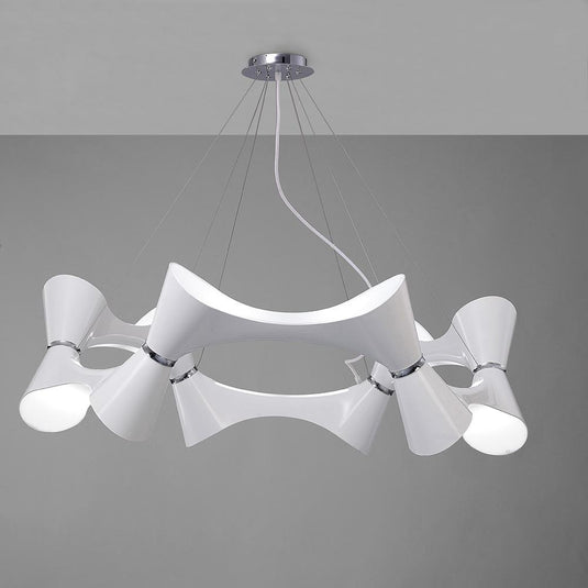 Mantra M1543 Ora Pendant 12 Twisted Round Light E27, Gloss White/White Acrylic/Polished Chrome