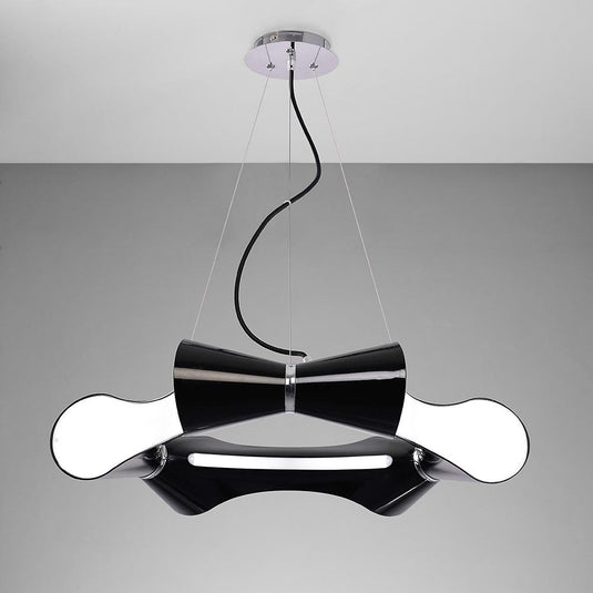 Mantra M1550 Ora Pendant 6 Flat Round Light E27, Gloss Black/White Acrylic/Polished Chrome