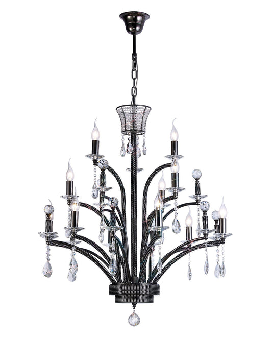 Diyas IL30481 Orlando Pendant Large 12 Light E14 Black Chrome, (ITEM REQUIRES CONSTRUCTION/CONNECTION) Item Weight: 16kg - 38078