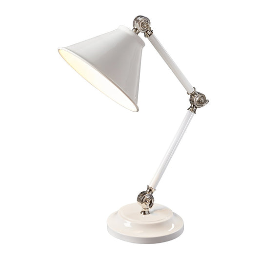 Elstead Lighting  PV-ELEMENT-WPN Provence Element 1 Light Mini Table Lamp - White/Polished Nickel