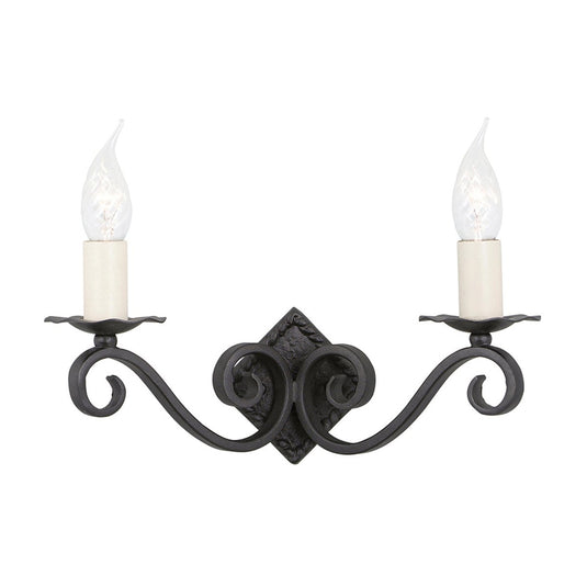 Elstead Lighting RY2A-BLACK Rectory 2 Light Wall Light Style A