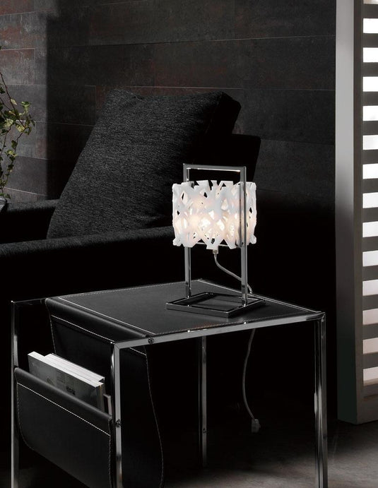 Mantra M1251 Tokio Table Lamp 1 Light G9, Gloss White/Polished Chrome