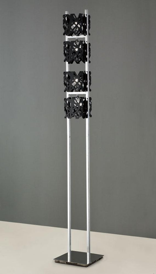 Mantra M1270 Tokio Floor Lamp 4 Light G9, Gloss Black/Polished Chrome