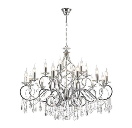 Diyas IL303112+6 Torino Pendant 18 Light E14 Polished Chrome/Crystal, (ITEM REQUIRES CONSTRUCTION/CONNECTION) Item Weight: 16.5kg - 38034