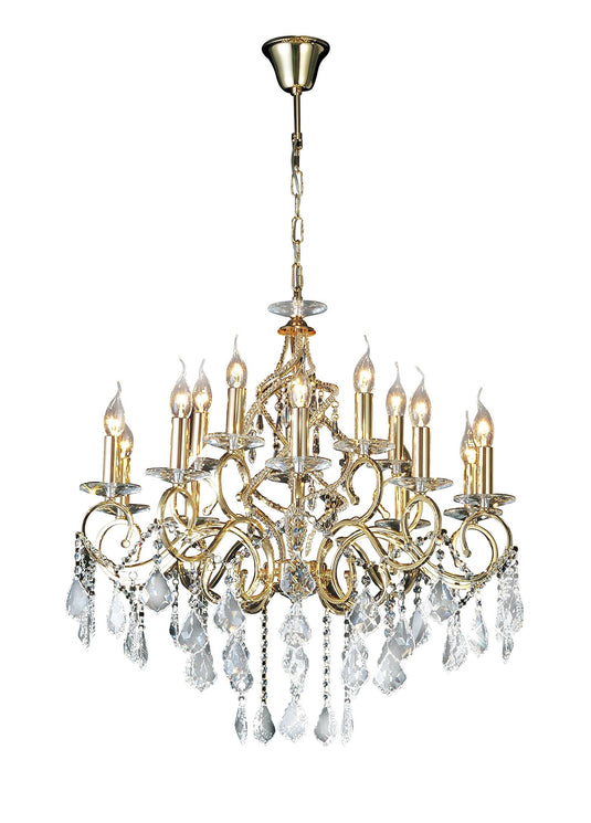 Diyas IL303210+5 Torino Pendant 15 Light French Gold/Crystal - 38040