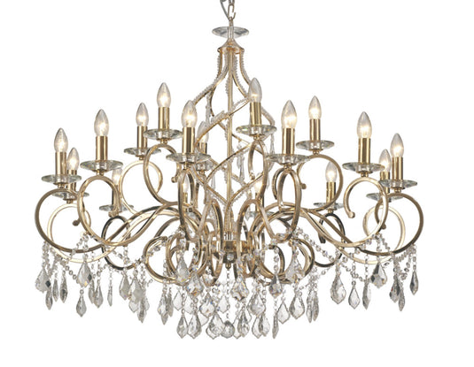 Diyas IL303212+6 Torino Pendant 18 Light E14 French Gold/Crystal, (ITEM REQUIRES CONSTRUCTION/CONNECTION) Item Weight: 16.5kg - 38041