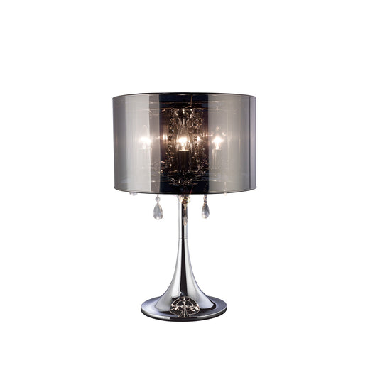 Diyas IL30462 Trace Table Lamp With Chrome Shade 3 Light Polished Chrome/PVC /Crystal - 38070