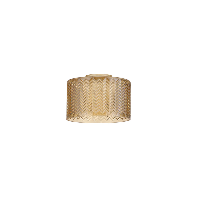 Load image into Gallery viewer, C-Lighting Budapest 170mm x 110mm amber Plated Chevron Pattern Drum Glass Shade - 61628
