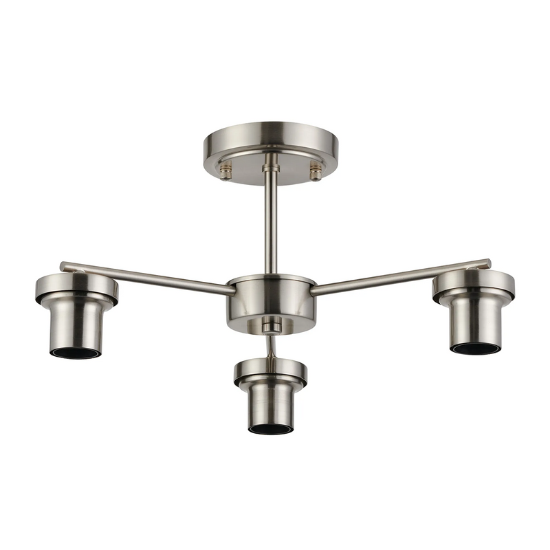 Load image into Gallery viewer, C-Lighting Budapest Satin Nickel 3 Light Downward Semi Ceiling (FRAME ONLY), Suitable For A Vast Selection Of Glass Shades - 62279
