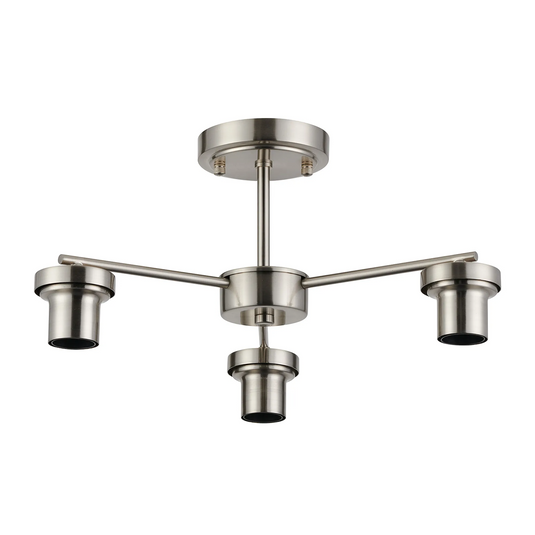 C-Lighting Budapest Satin Nickel 3 Light Downward Semi Ceiling (FRAME ONLY), Suitable For A Vast Selection Of Glass Shades - 62279