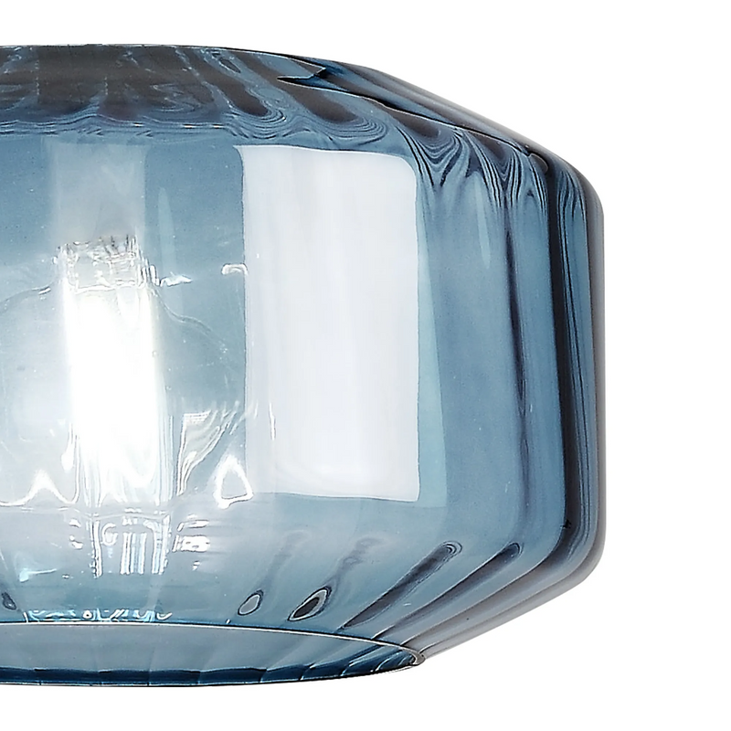 Load image into Gallery viewer, C-Lighting Budapest 300mm x 165mm Petrol Blue Chamfered Round Rippled Glass Shade - 57096
