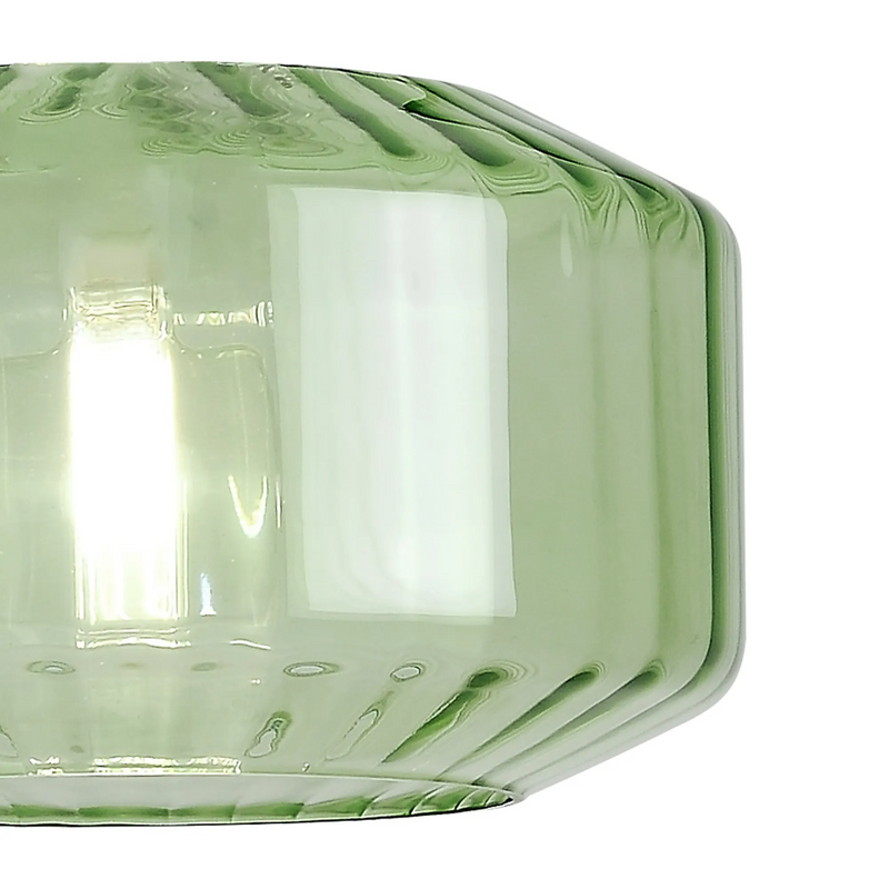 Load image into Gallery viewer, C-Lighting Budapest 300mm x 165mm Green Chamfered Round Rippled Glass Shade - 57098
