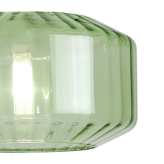 C-Lighting Budapest 300mm x 165mm Green Chamfered Round Rippled Glass Shade - 57098