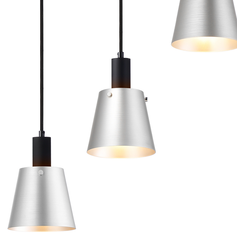 Load image into Gallery viewer, C-Lighting Hektor Linear Pendant With 16cm x 14cm Shade, 5 Light E27, Sand Black/Light Grey/Silver Metal Shade - 60883
