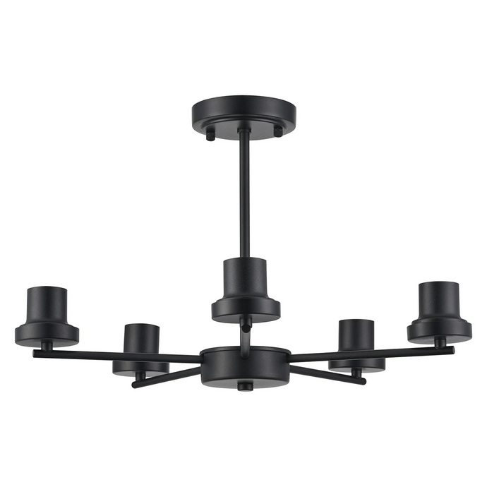 C-Lighting Budapest Satin Black 5 Light Upward Semi Ceiling (FRAME ONLY), Suitable For A Vast Selection Of Glass Shades - 62296