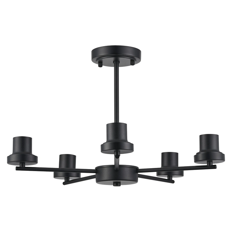 Load image into Gallery viewer, C-Lighting Budapest Satin Black 5 Light Upward Semi Ceiling (FRAME ONLY), Suitable For A Vast Selection Of Glass Shades - 62296
