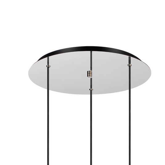 C-Lighting Bridge Round Pendant, 3 Light Adjustable E27, Polished Nickel/Black/Iridescent Fade Glass - 61037
