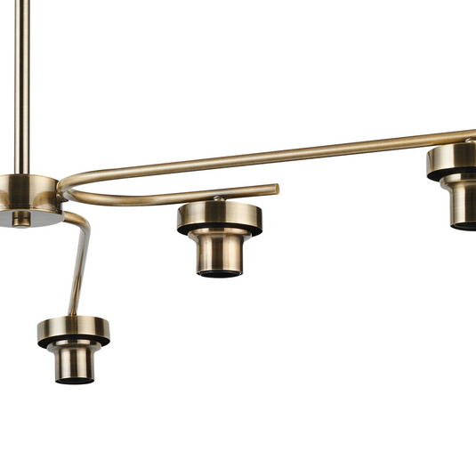 C-Lighting Budapest Antique Brass 6 Light E27 Fixed Linear Pendant (FRAME ONLY), Suitable For A Vast Selection Of Glass Shades - 61647