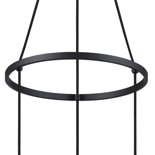 C-Lighting Hektor Ring Pendant With 16cm x 14cm Shade, 3 Light E27, Sand Black/Smoke Faded Glass Shade - 60909