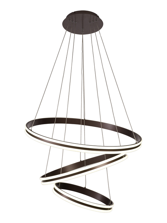 C-Lighting Circles Pendant, 3 Tier 50W,30W,20W LED, 3500K, 5470lm, Triac Dimmable, Coffee, 3yrs Warranty - 60838