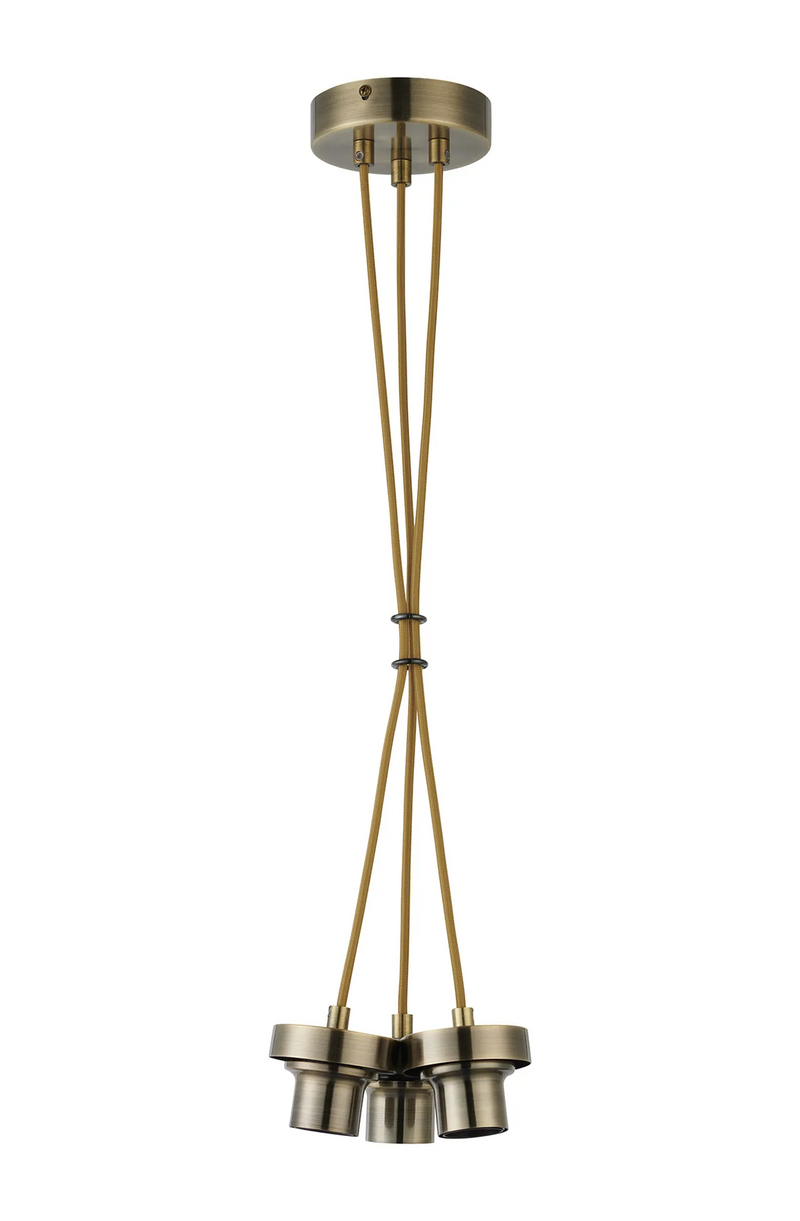 Load image into Gallery viewer, C-Lighting Budapest Antique Brass 3 Light E27 1m Cluster Pendant (FRAME ONLY) Suitable For A Vast Selection Of Glass Shades - 61655
