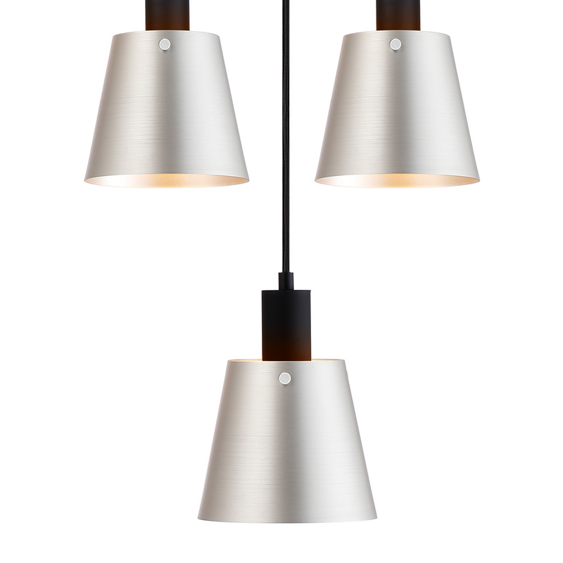 Load image into Gallery viewer, C-Lighting Hektor Ring Pendant With 16cm x 14cm Shade, 5 Light E27, Sand Black/Light Grey/Silver Metal Shade - 60913
