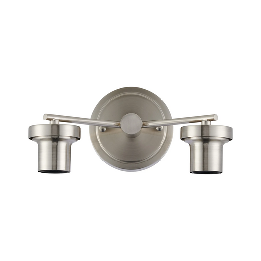 C-Lighting Budapest Satin Nickel 2 Light E27 Round Plate Wall Light (FRAME ONLY), Suitable For A Vast Selection Of Glass Shades - 62273