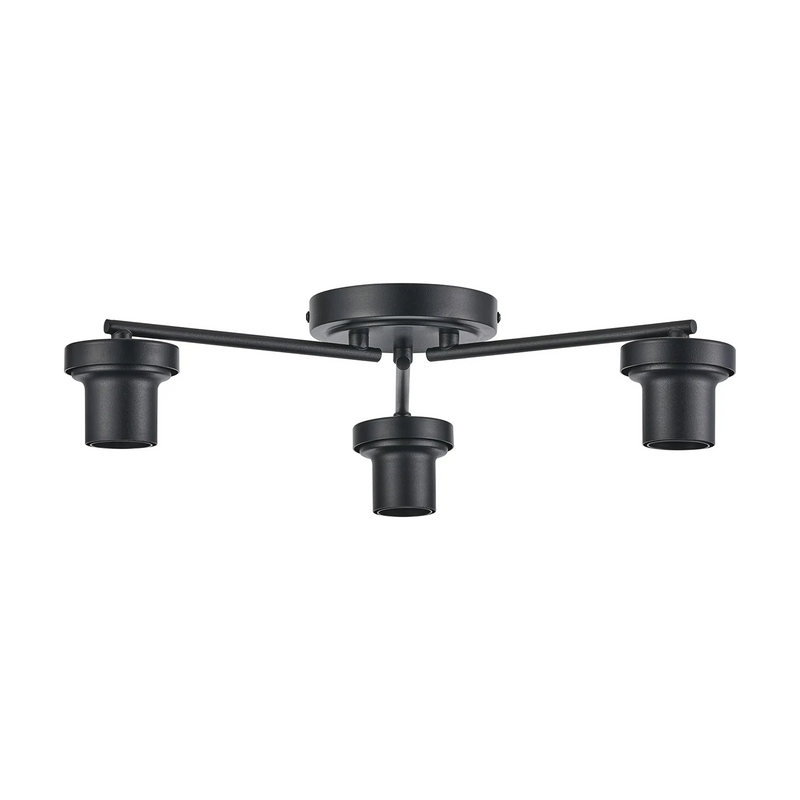 Load image into Gallery viewer, C-Lighting Budapest Satin Black 3 Light Flush Ceiling (FRAME ONLY, Suitable For A Vast Selection Of Glass Shades - 62294
