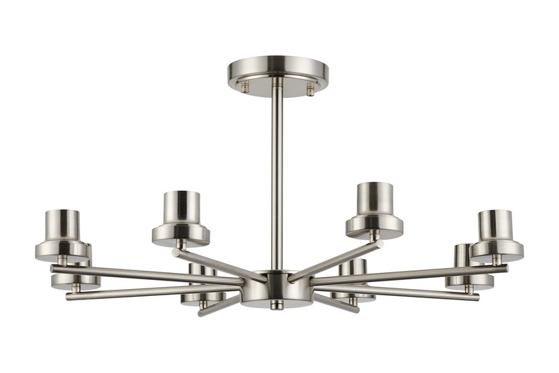 Load image into Gallery viewer, C-Lighting Budapest Satin Nickel 8 Light Upward Semi Ceiling (FRAME ONLY), Suitable For A Vast Selection Of Glass Shades - 62282
