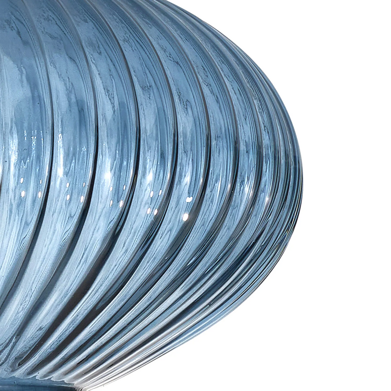 Load image into Gallery viewer, C-Lighting Chisel 20cm Oval Sphere Ribbed Glass, Petrol Blue - 52103
