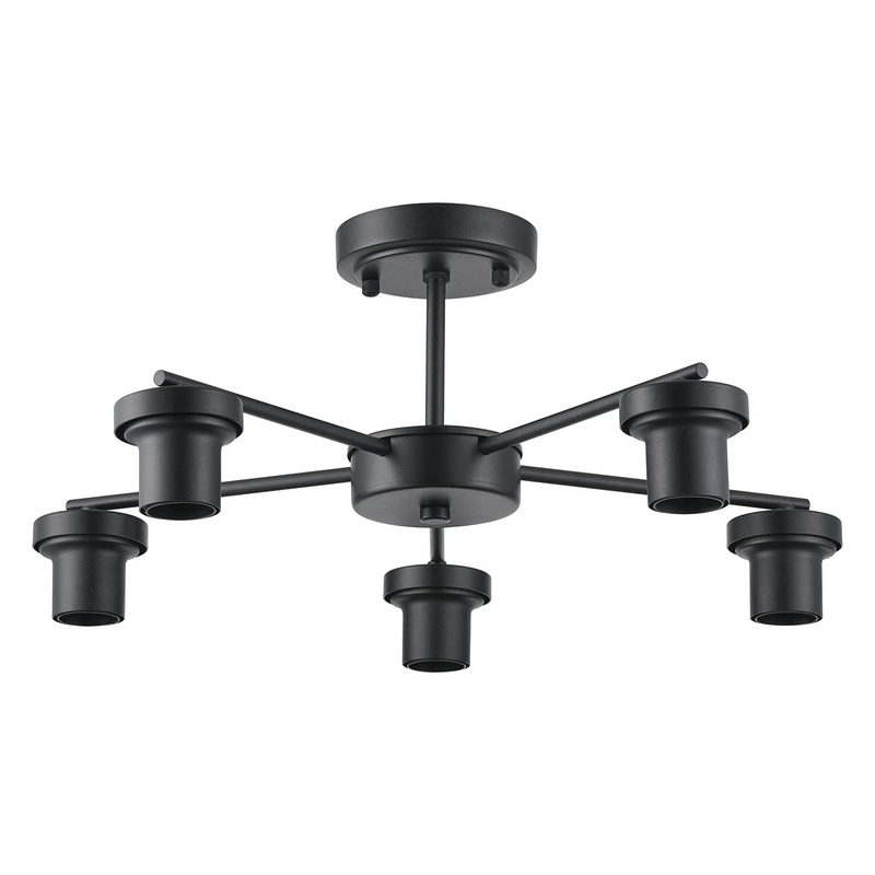 Load image into Gallery viewer, C-Lighting Budapest Satin Black 5 Light Downward Semi Ceiling (FRAME ONLY), Suitable For A Vast Selection Of Glass Shades - 62298
